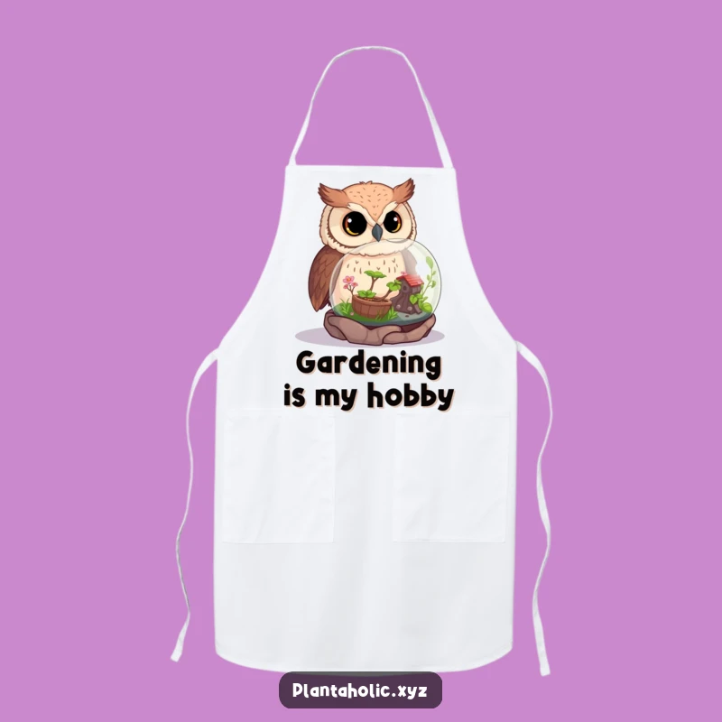 Funny Curious Owl Terrarium Apron - Chef's Gift for Nature Loving Cooks