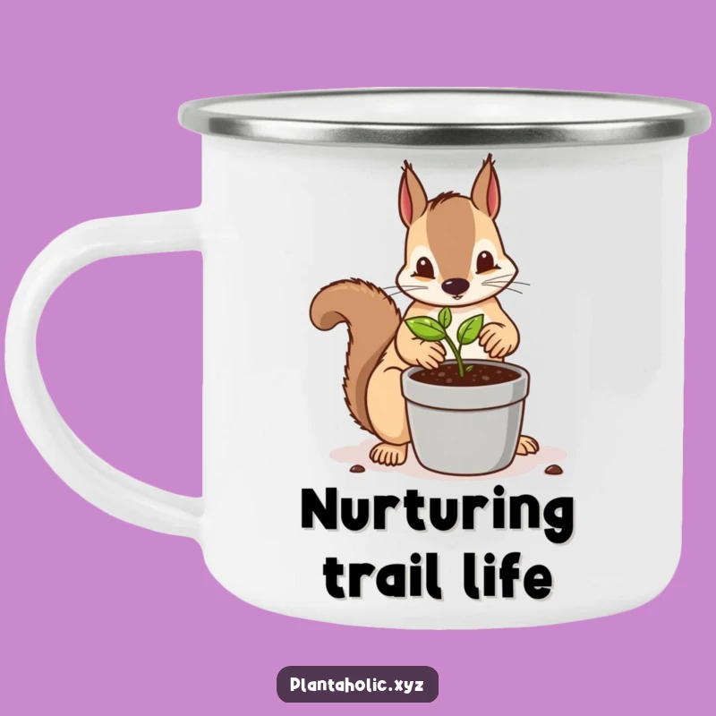Funny Squirrel Repotting Camping Mug - Outdoor Gardener's Focus Gift