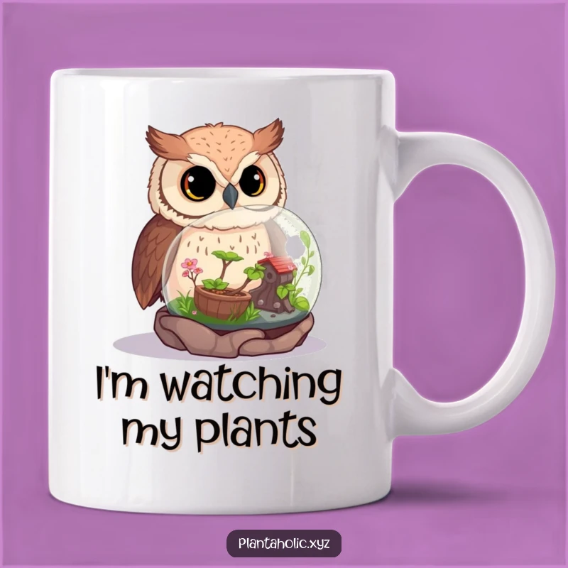 Funny Curious Owl Terrarium Lover Mug - Perfect Gift for Nature Enthusiasts