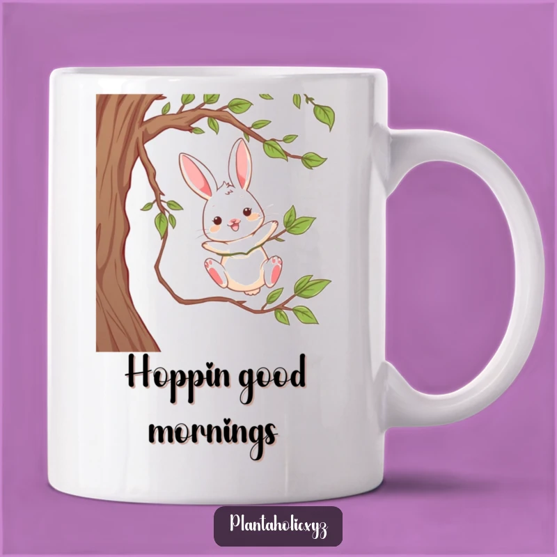 Funny Rabbit Vine Swing Mug - Playful Acrobat Woodland Creature Gift