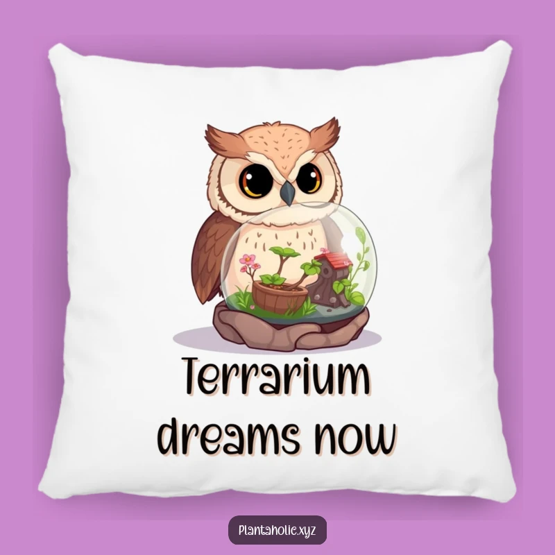 Funny Curious Owl Terrarium Pillow - Cozy Cushion for Nature Enthusiasts