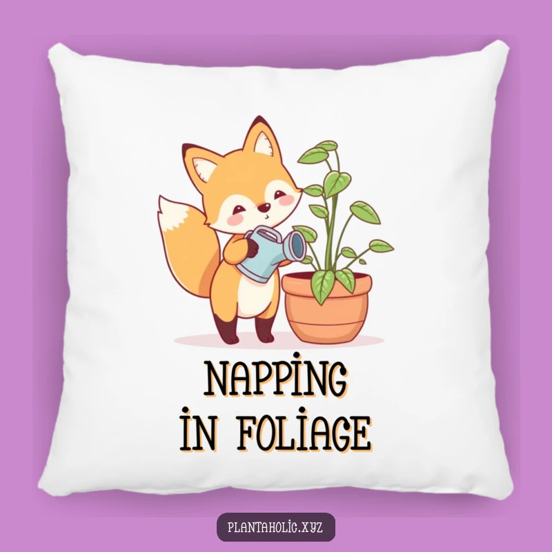 Funny Fox Plant Care Pillow - Soft & Cheerful Home Accent