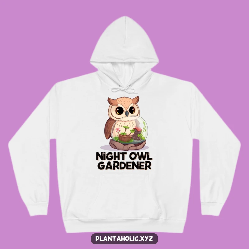 Cozy Funny Owl Terrarium Hoodie - Warm Gift for Nature and Plant Fans