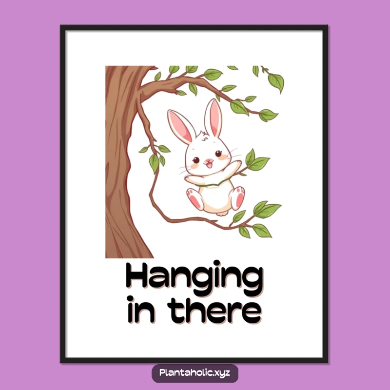 Funny Free Printable Wall Art: Playful Rabbit Dangling, Whimsical Downloadable Art Decor