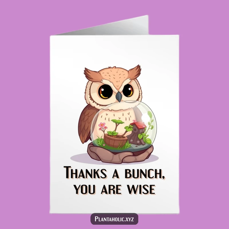 Free Printable Thank You Card: Owl's Gratitude Terrarium Downloadable Gift