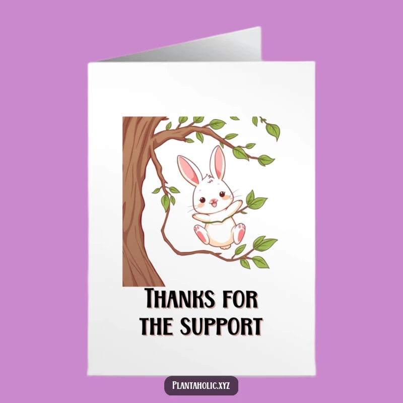 Free Printable Thank You Card: Playful Rabbit Dangling, Whimsical DIY Downloadable Gift